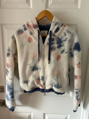 OFFLINE by Aerie Cropped Sherpa Tie Dye Full Zip Hoodie Jacket Size M